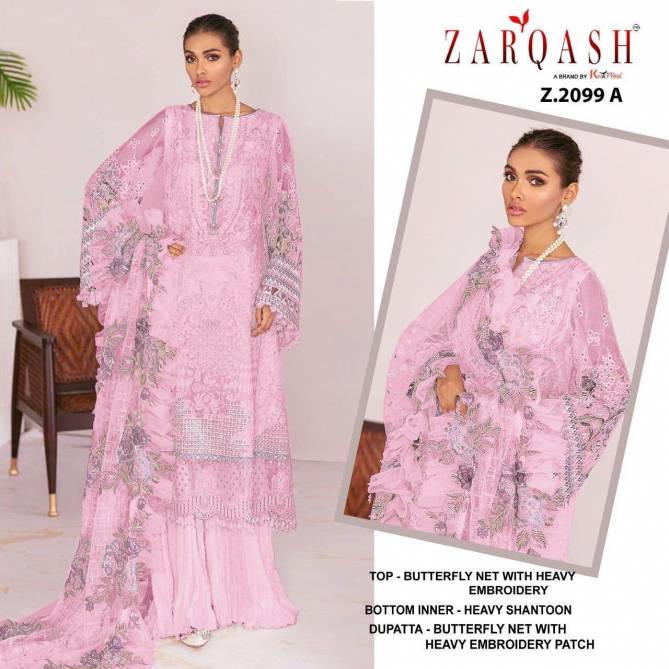 Z 2099 Zarqash Butterfly Net Embroidery Pakistani Suits Wholesale Suppliers In India
